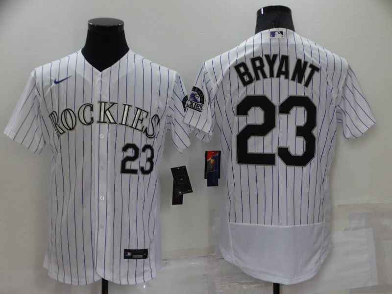 Men Colorado Rockies #23 Bryant White Strip Elite Nike 2022 MLB Jersey->colorado rockies->MLB Jersey